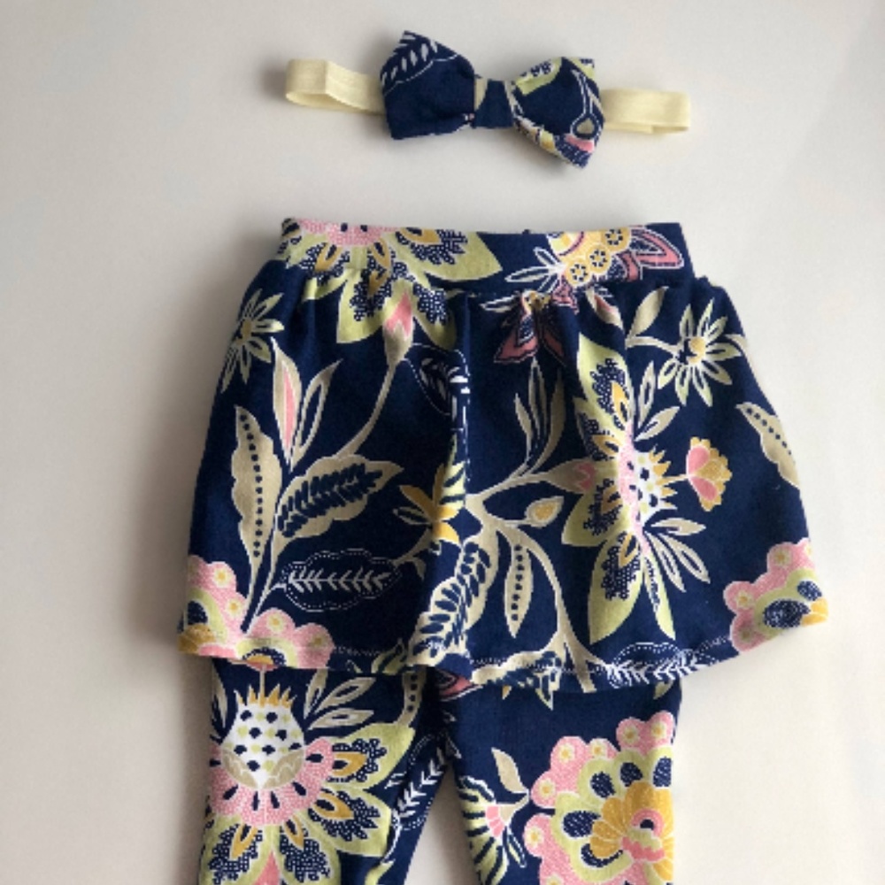 Floral Baby / Girl Skirted Leggings Headband Set